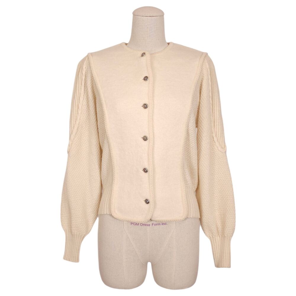 Vintage Deans of Scotland Cream Wool Button-Up Cardigan Sz Small
